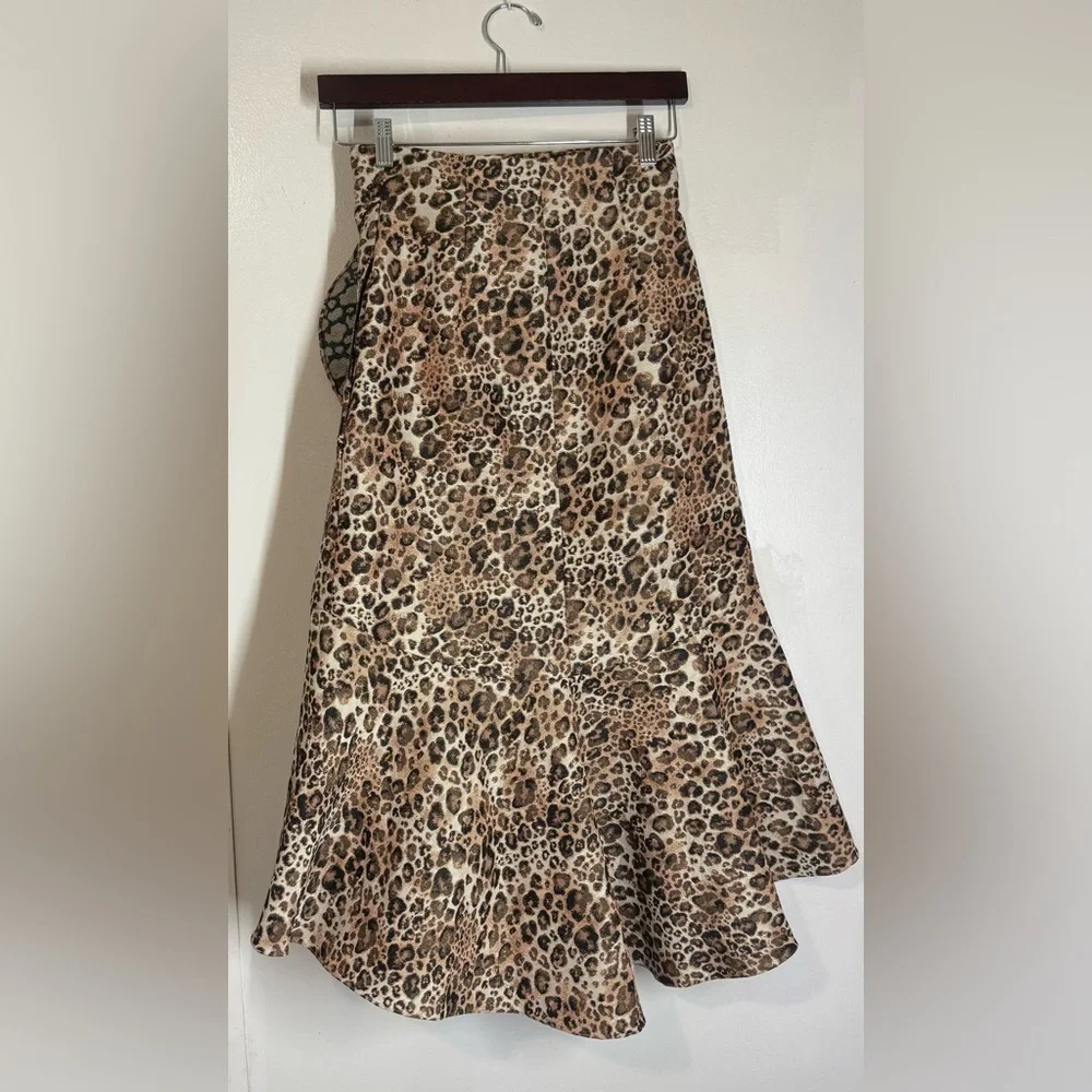 Johanna Ortix Cynical Attitude Ruffled Leopard-jacquard Midi Wrap Skirt
